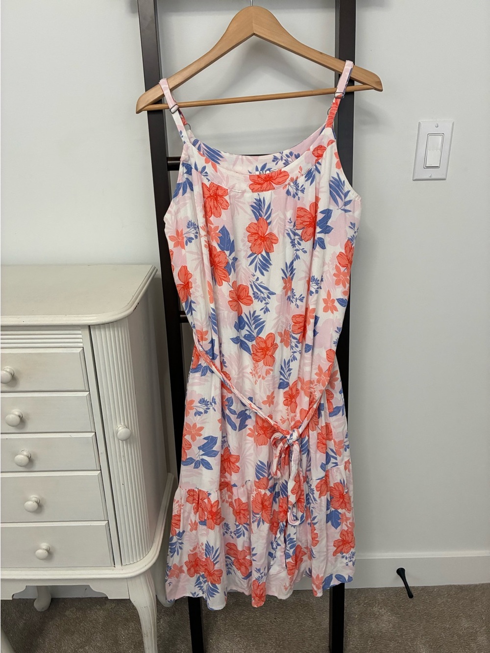 Beautiful GAP Floral Sundress with Coral & Blue Blooms XL. Sleeveless - Picture 6 of 8